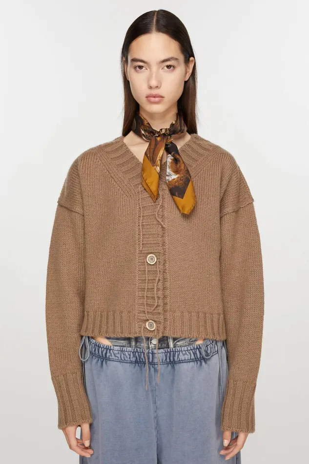 Women Print Silk Scarf Brown Acne Studios Scarves