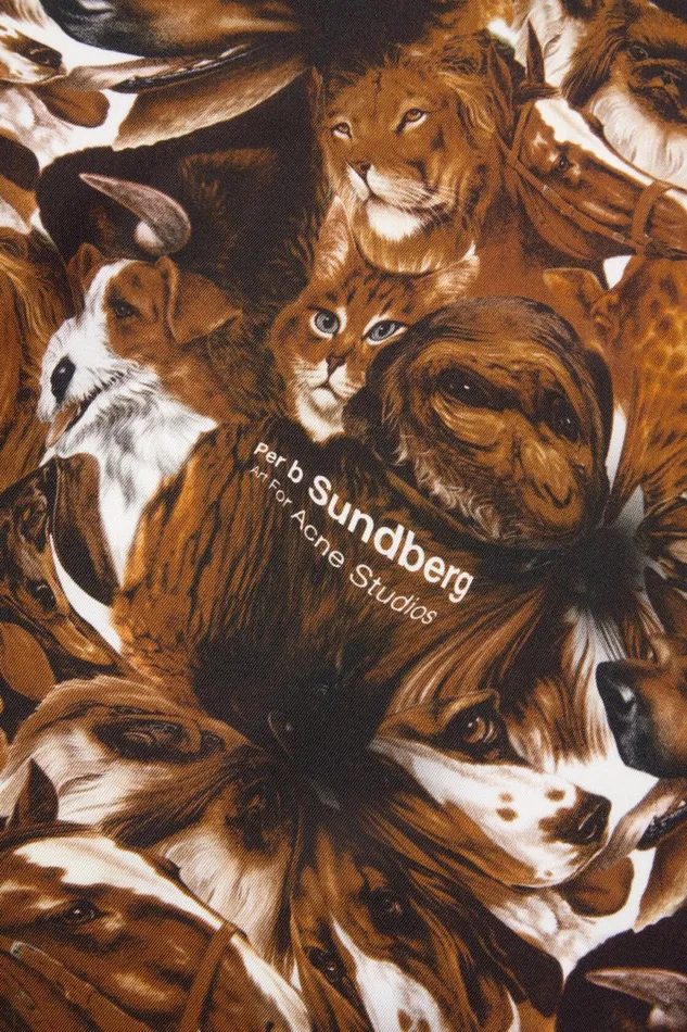 Women Print Silk Scarf Brown Acne Studios Scarves