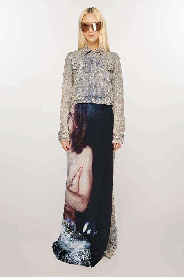 Women Printed Silk Scarf Silver Acne Studios Scarves