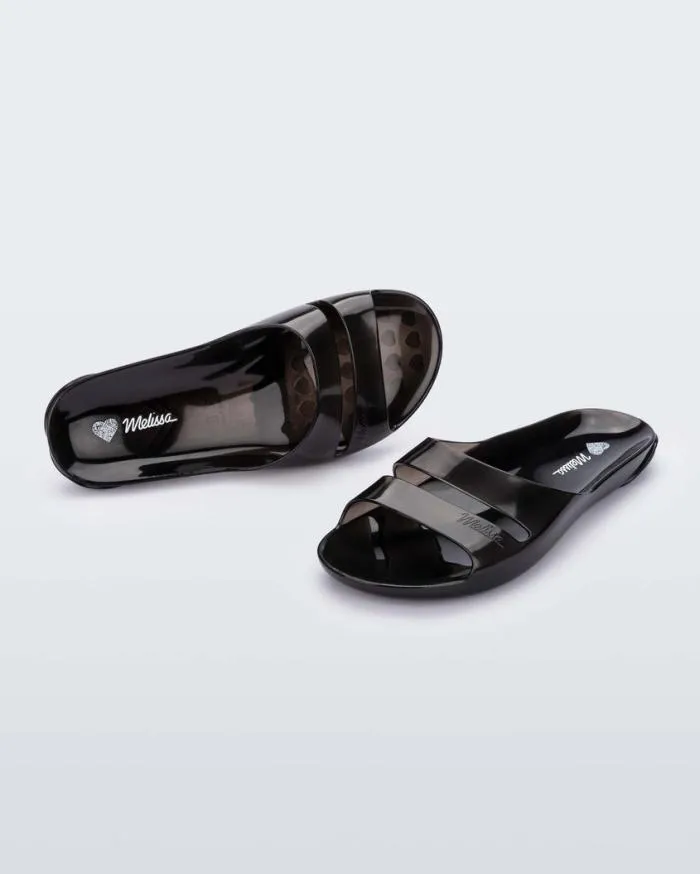 Women Real Jelly Slide Transparent Black Melissa Slides