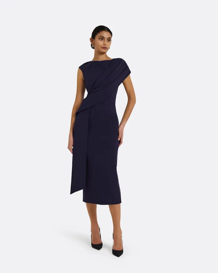 Women Regina Azurite Blue Midi Dress Azuriteblue Icons Safiyaa