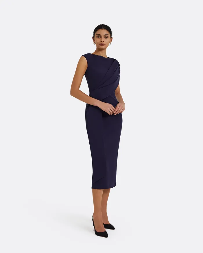 Women Regina Azurite Blue Midi Dress Azuriteblue Icons Safiyaa