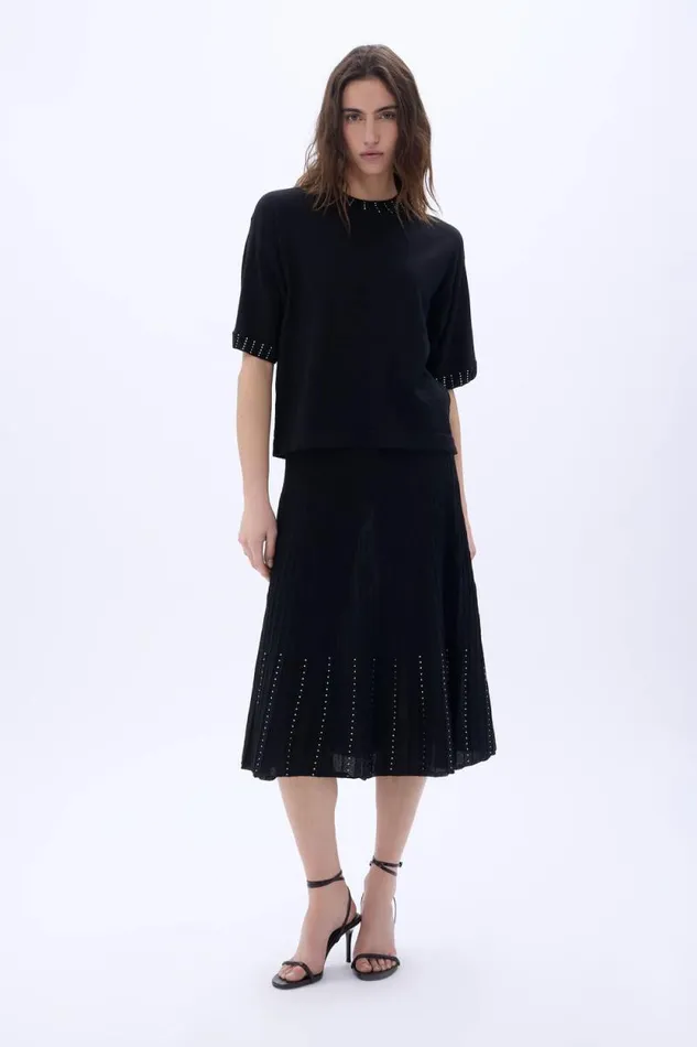 Women Rhinestone Skirt Black Black Sonia Rykiel Skirts