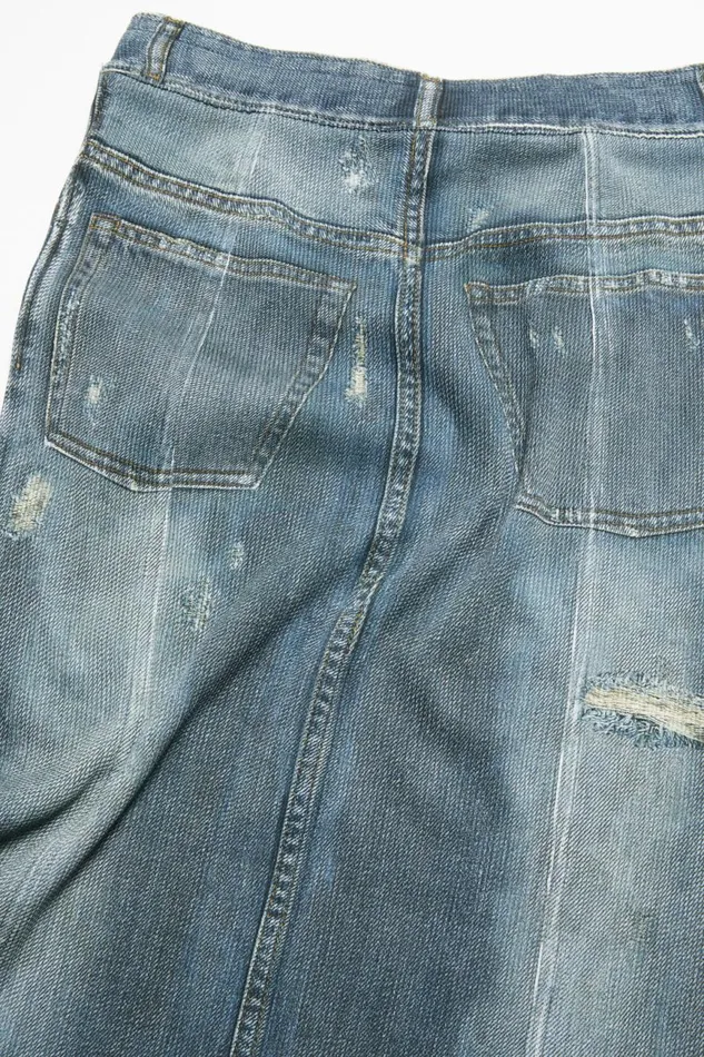 Women Rib Cotton Print Skirt Denim Blue Acne Studios Skirts