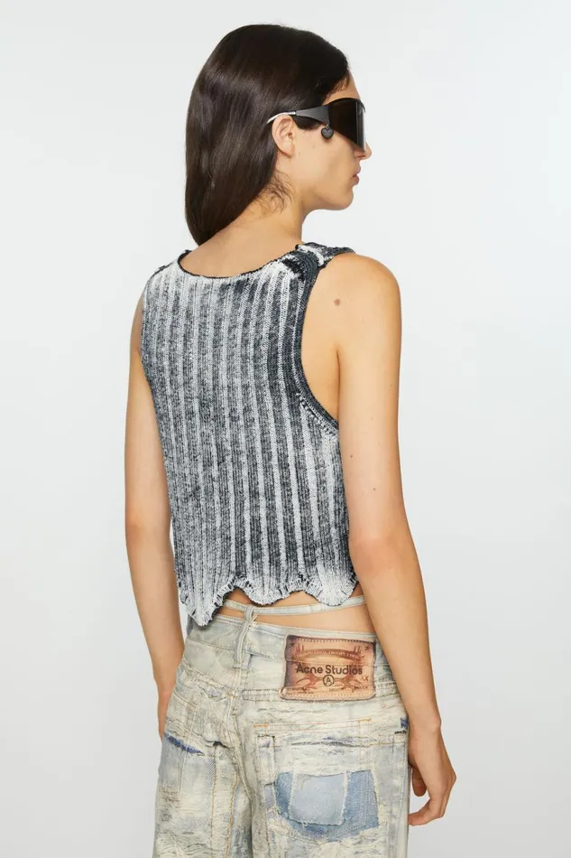 Women Ribbed Print Tank Top Whiteblack Acne Studios Knitwear