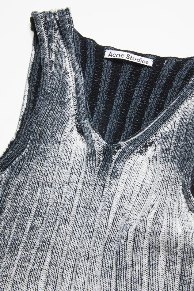Women Ribbed Print Tank Top Whiteblack Acne Studios Knitwear