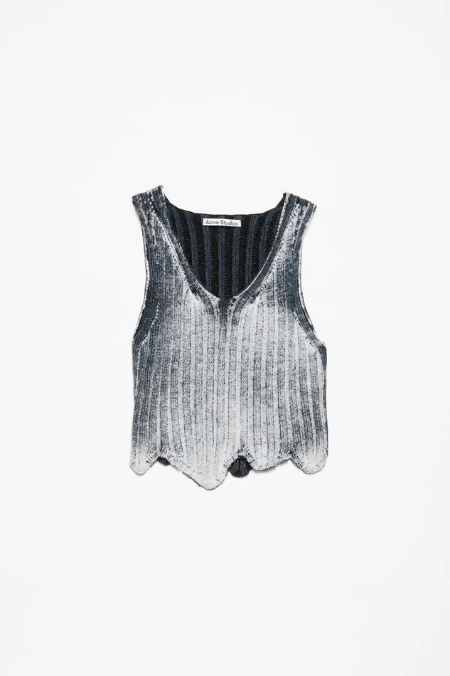 Women Ribbed Print Tank Top Whiteblack Acne Studios Knitwear