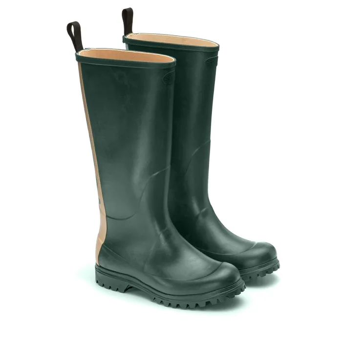 Women Rubber Boots Unisex 799 RUBBER BOOTS LETTERING High Cut GREEN DK FORESTOFF WHITE Superga Gumboots
