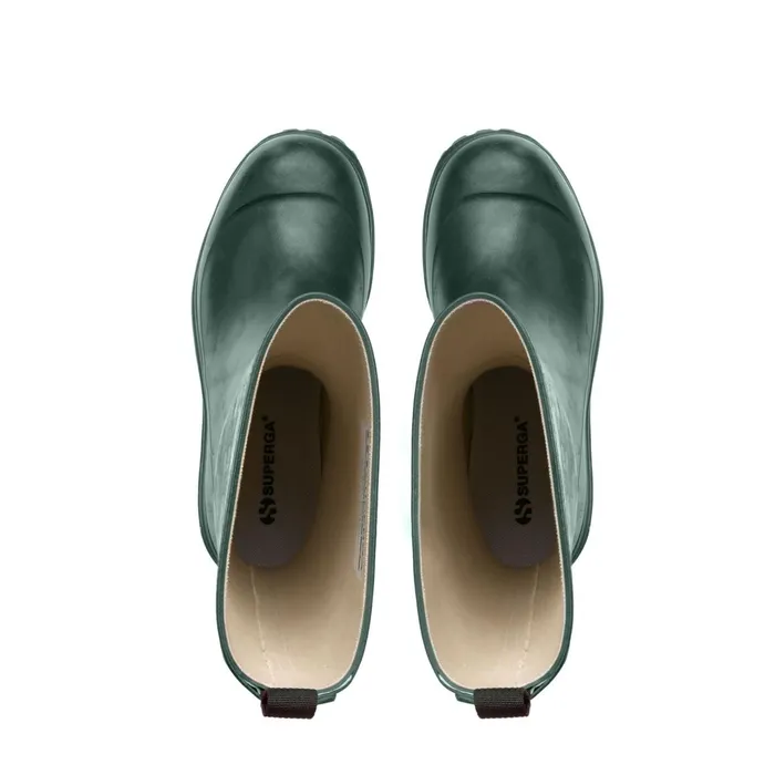 Women Rubber Boots Unisex 799 RUBBER BOOTS LETTERING High Cut GREEN DK FORESTOFF WHITE Superga Gumboots