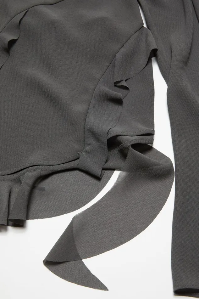 Women Ruffle Draped Top Anthracite Grey Acne Studios Shirts and Blouses