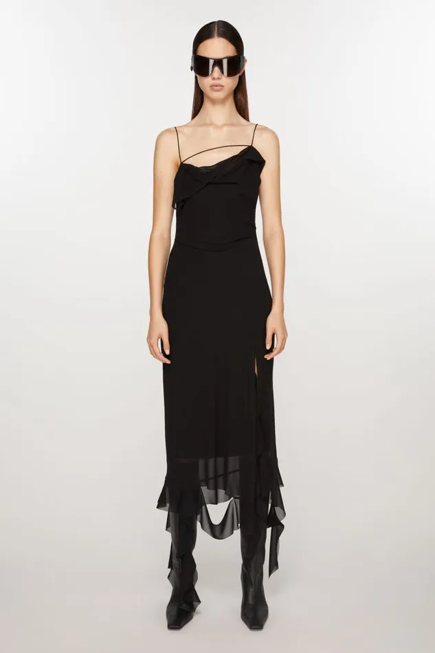 Women Ruffle Strap Dress Black Acne Studios Dresses