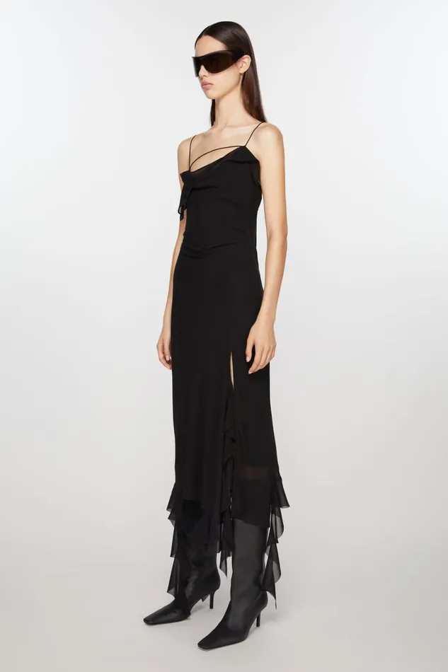 Women Ruffle Strap Dress Black Acne Studios Dresses