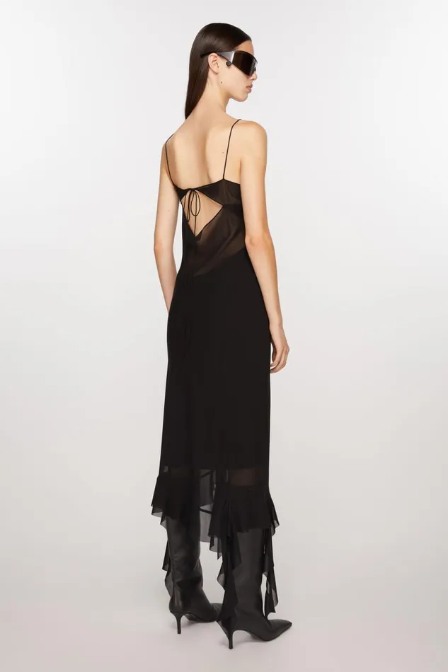 Women Ruffle Strap Dress Black Acne Studios Dresses
