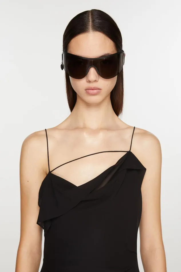 Women Ruffle Strap Dress Black Acne Studios Dresses