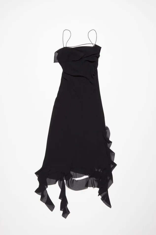 Women Ruffle Strap Dress Black Acne Studios Dresses