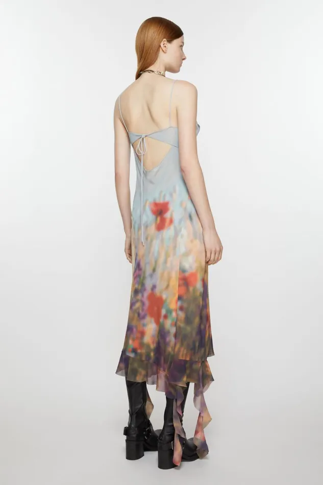 Women Ruffle Strap Dress Dusty Blue Acne Studios Dresses
