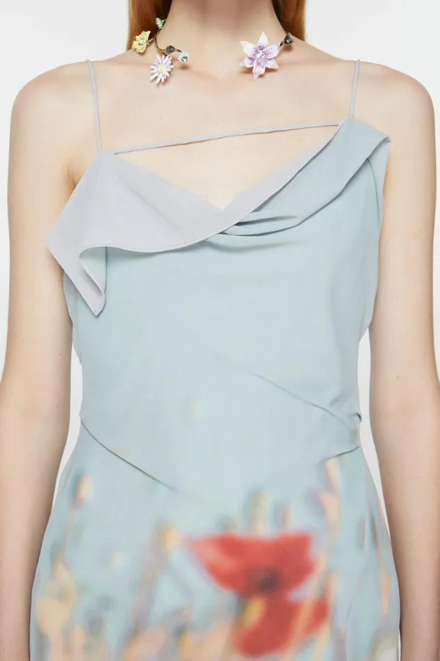 Women Ruffle Strap Dress Dusty Blue Acne Studios Dresses