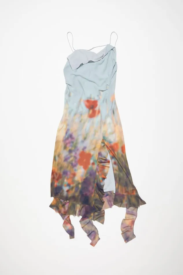 Women Ruffle Strap Dress Dusty Blue Acne Studios Dresses