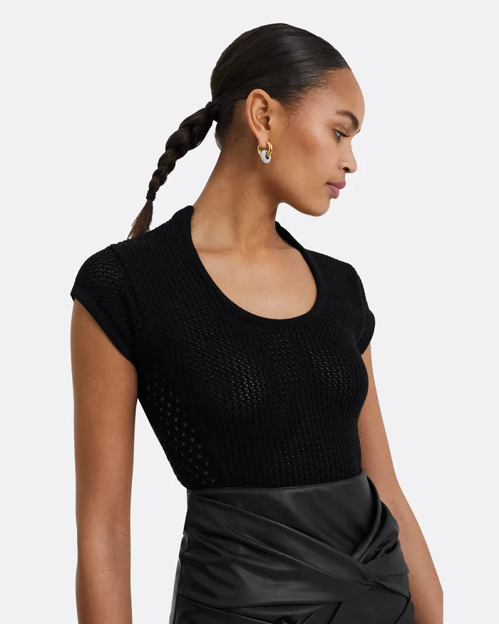 Women Safiyaa Karly Black Knit Top Black Tops