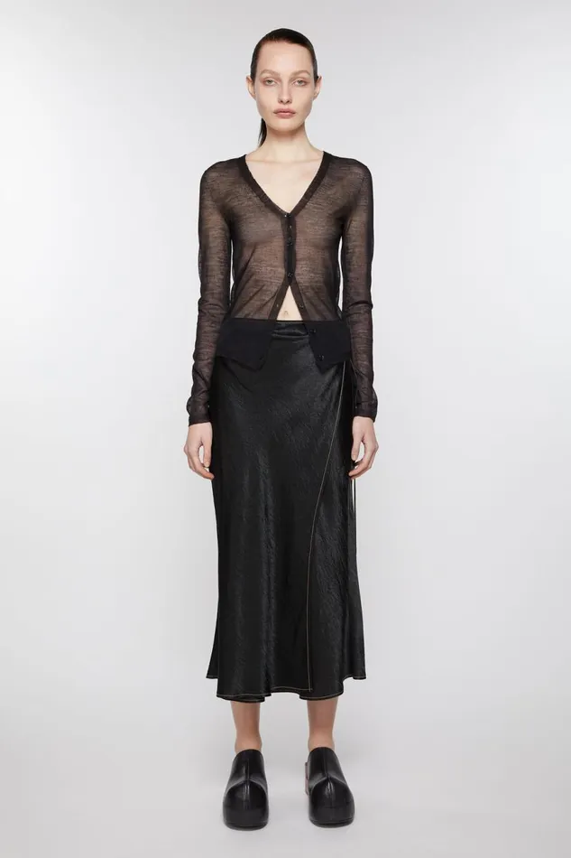 Women Satin Wrap Skirt Black Acne Studios Skirts