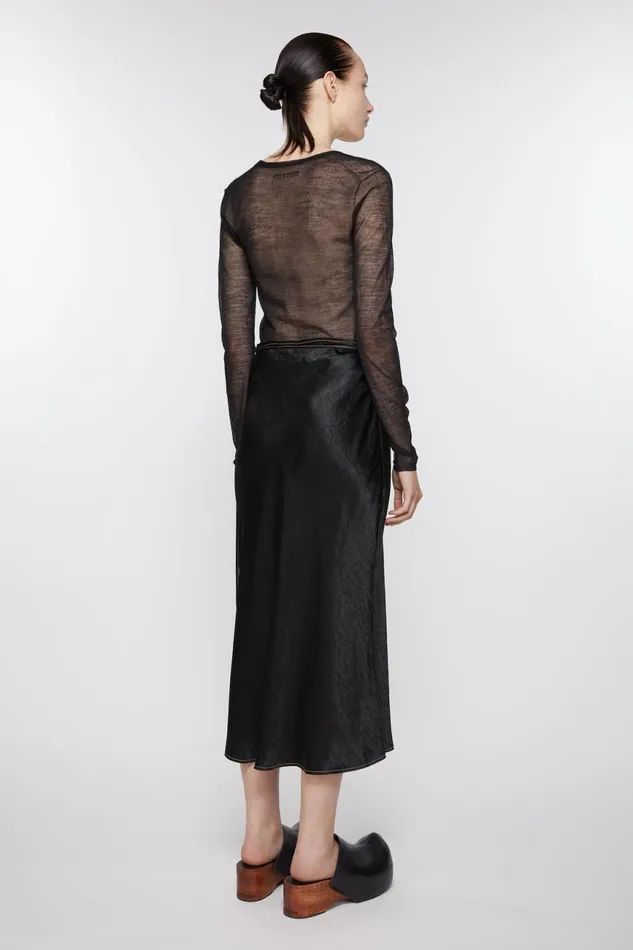 Women Satin Wrap Skirt Black Acne Studios Skirts