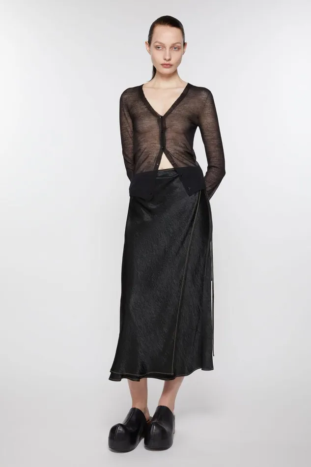Women Satin Wrap Skirt Black Acne Studios Skirts