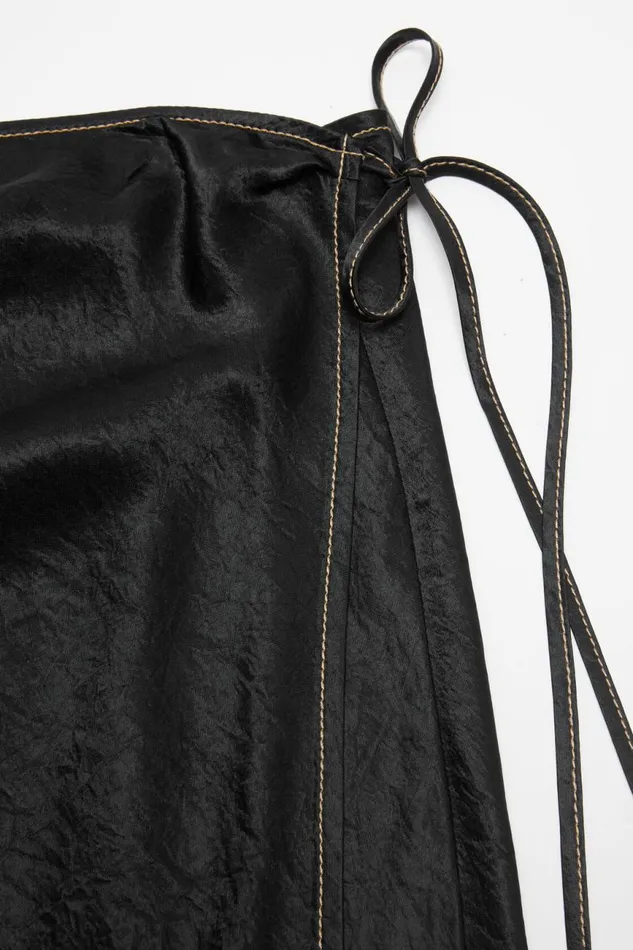 Women Satin Wrap Skirt Black Acne Studios Skirts