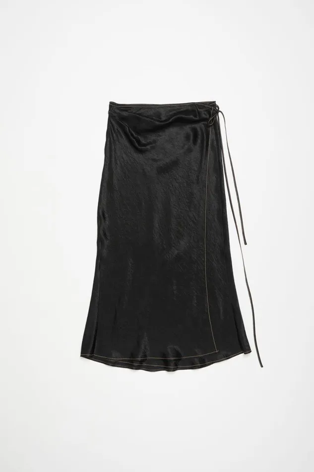 Women Satin Wrap Skirt Black Acne Studios Skirts