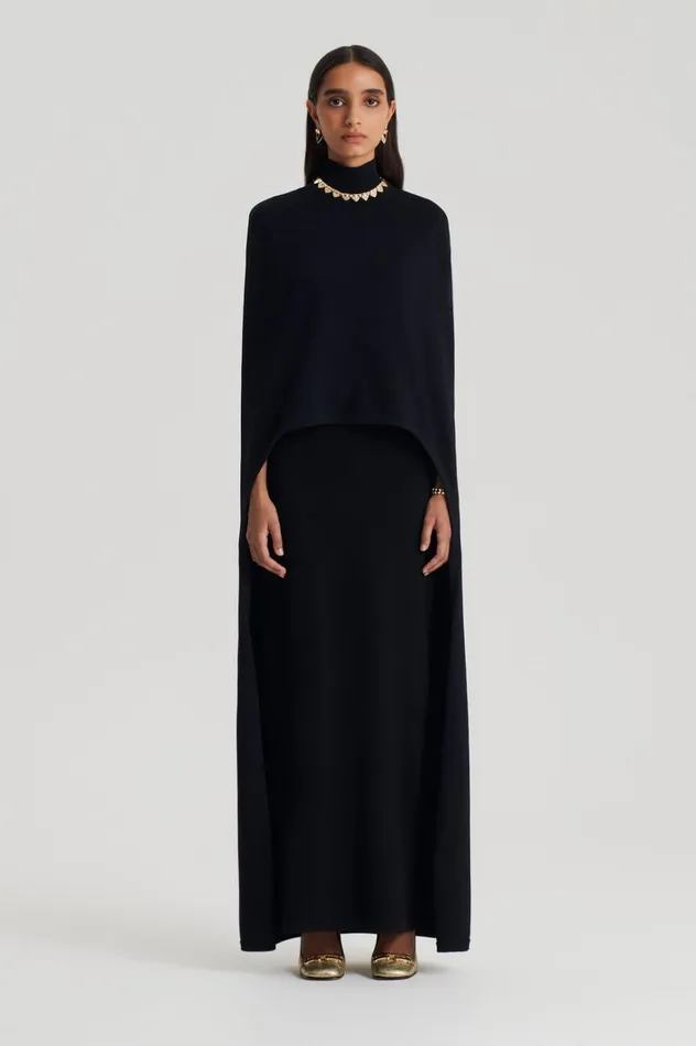 Women Scanlan Theodore Capes CREPE KNIT SOFT CAPE Black