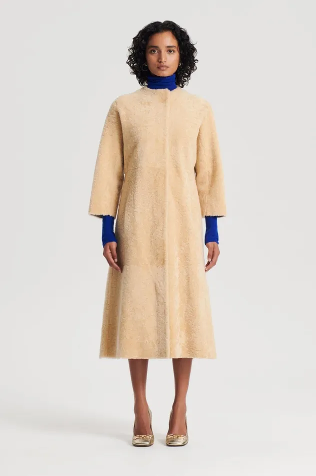Women Scanlan Theodore Coats COCOON SHEARLING COAT Gold