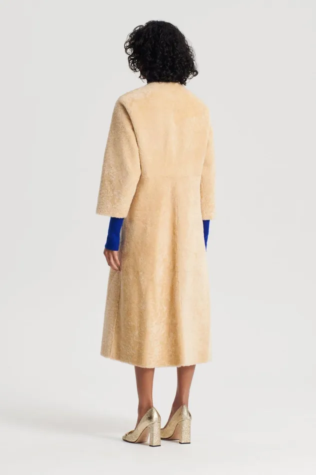 Women Scanlan Theodore Coats COCOON SHEARLING COAT Gold