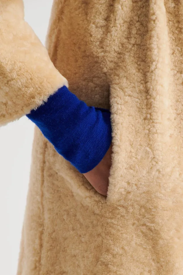 Women Scanlan Theodore Coats COCOON SHEARLING COAT Gold