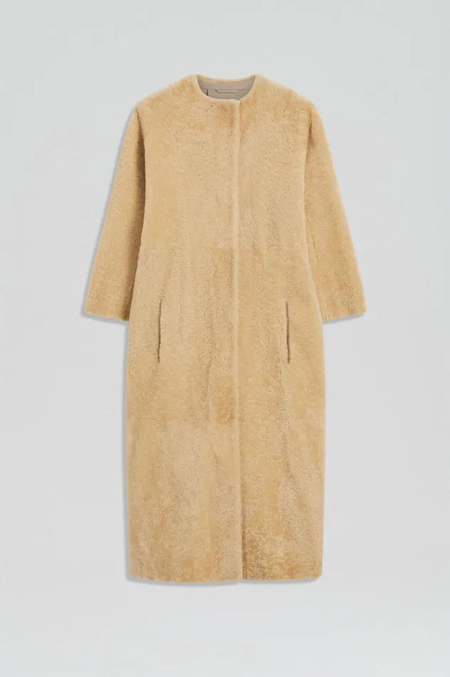 Women Scanlan Theodore Coats COCOON SHEARLING COAT Gold