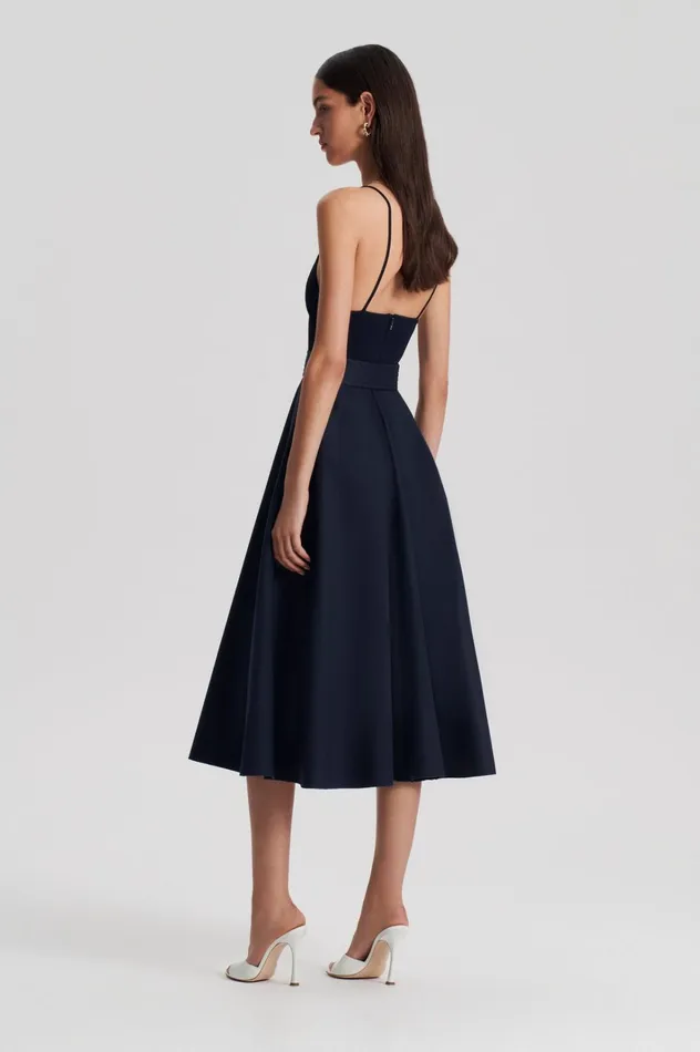 Women Scanlan Theodore Dresses CREPE KNIT CAMISOLE COTTON DRESS Navy Women Scanlan Theodore Dresses CREPE KNIT CAMISOLE COTTON DRESS Navy