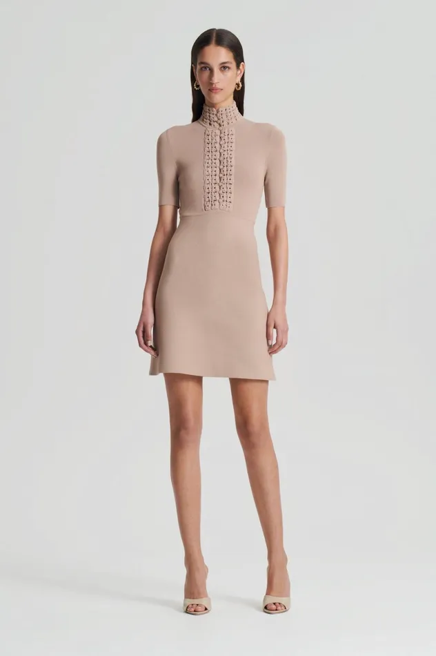 Women Scanlan Theodore Dresses CREPE KNIT DAISY MINI DRESS Oat
