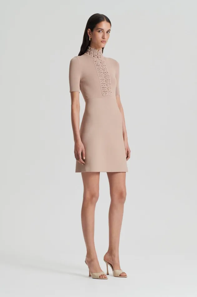 Women Scanlan Theodore Dresses CREPE KNIT DAISY MINI DRESS Oat