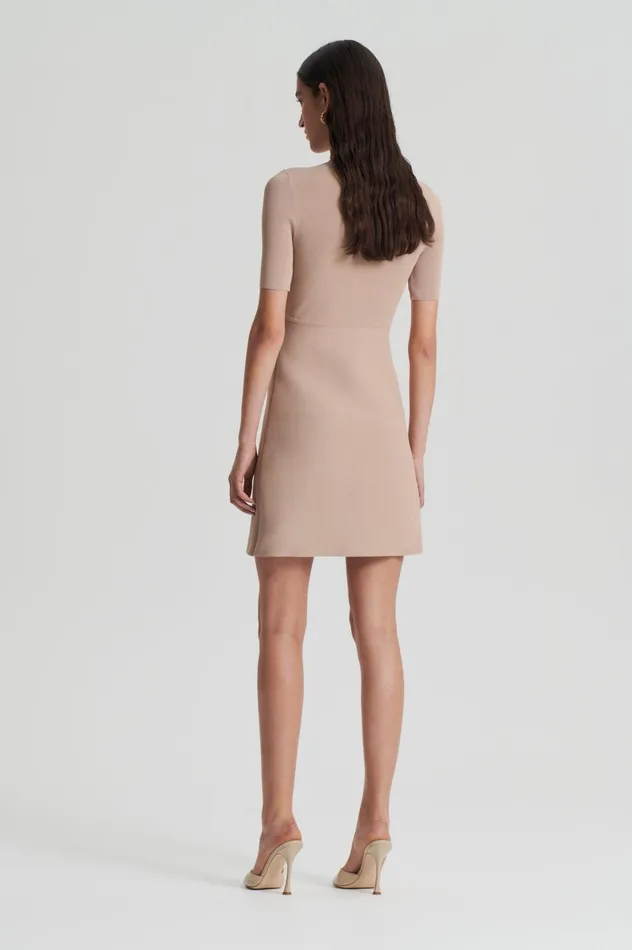 Women Scanlan Theodore Dresses CREPE KNIT DAISY MINI DRESS Oat