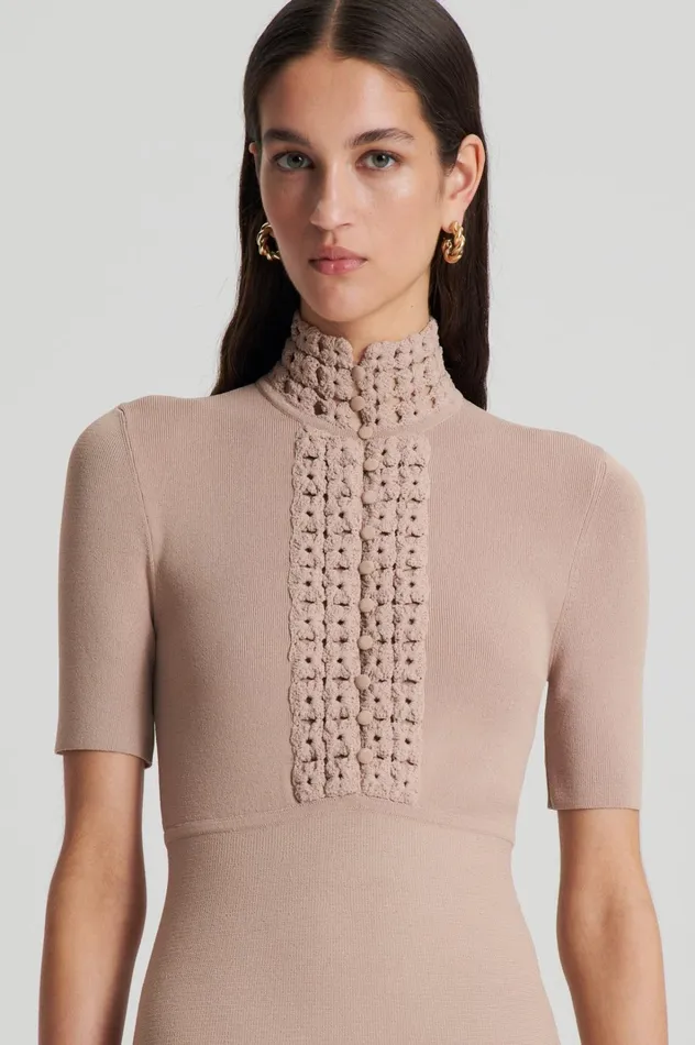 Women Scanlan Theodore Dresses CREPE KNIT DAISY MINI DRESS Oat