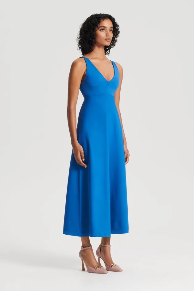 Women Scanlan Theodore Dresses CREPE KNIT V NECK DRESS Prussianblue Women Scanlan Theodore Dresses CREPE KNIT V NECK DRESS Prussianblue