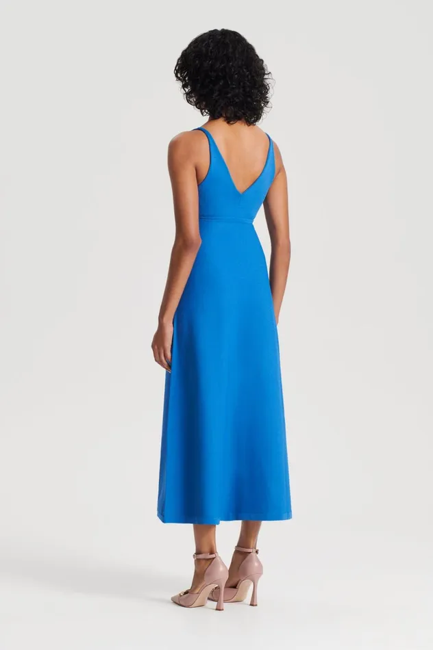 Women Scanlan Theodore Dresses CREPE KNIT V NECK DRESS Prussianblue Women Scanlan Theodore Dresses CREPE KNIT V NECK DRESS Prussianblue