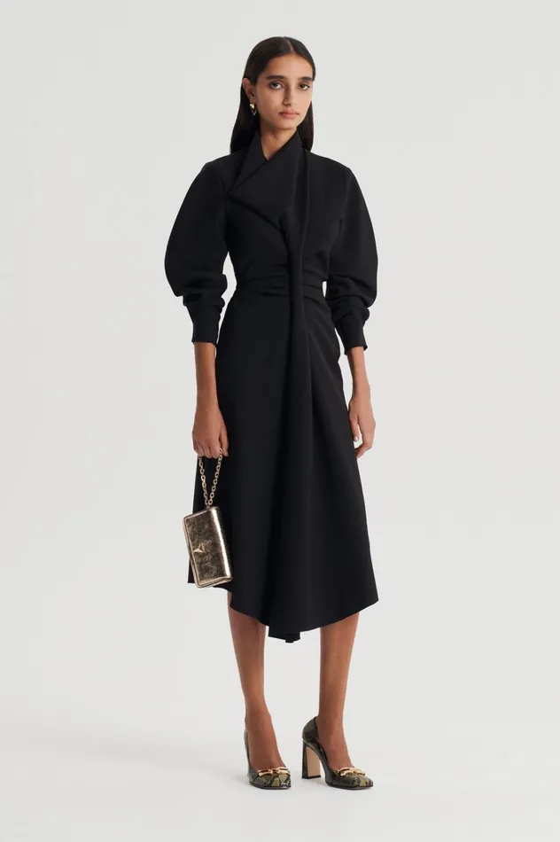Women Scanlan Theodore Dresses SOFT ROLL NECK DRESS Black