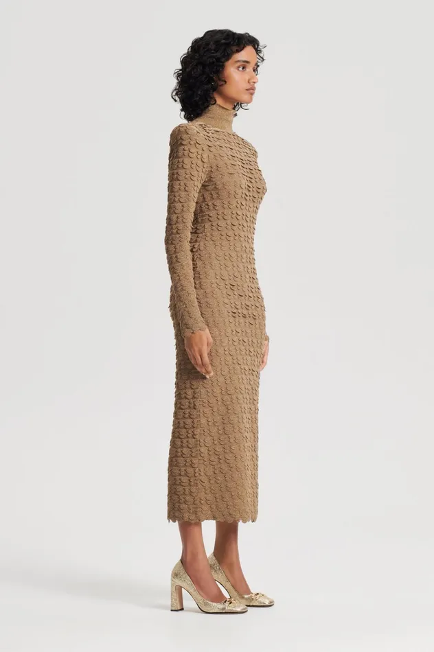 Women Scanlan Theodore Dresses SPARKLE SCALLOP POLO DRESS Bronze Women Scanlan Theodore Dresses SPARKLE SCALLOP POLO DRESS Bronze