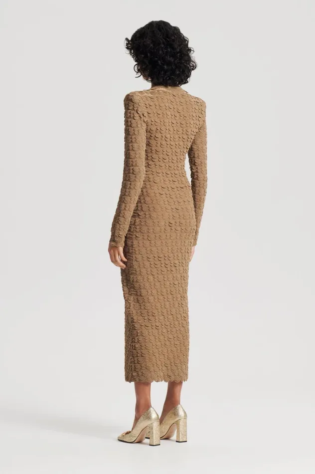 Women Scanlan Theodore Dresses SPARKLE SCALLOP POLO DRESS Bronze Women Scanlan Theodore Dresses SPARKLE SCALLOP POLO DRESS Bronze