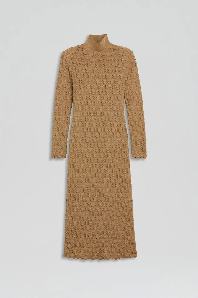 Women Scanlan Theodore Dresses SPARKLE SCALLOP POLO DRESS Bronze Women Scanlan Theodore Dresses SPARKLE SCALLOP POLO DRESS Bronze