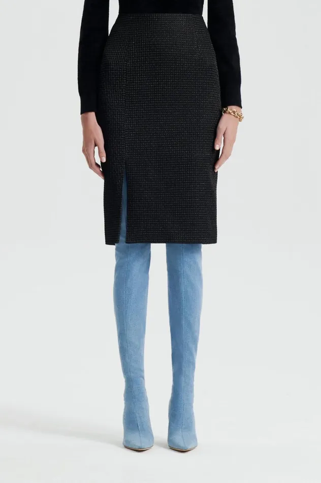 Women Scanlan Theodore Dresses TINSEL GINGHAM SKIRT Black Women Scanlan Theodore Dresses TINSEL GINGHAM SKIRT Black