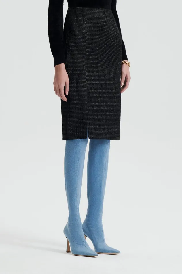 Women Scanlan Theodore Dresses TINSEL GINGHAM SKIRT Black Women Scanlan Theodore Dresses TINSEL GINGHAM SKIRT Black