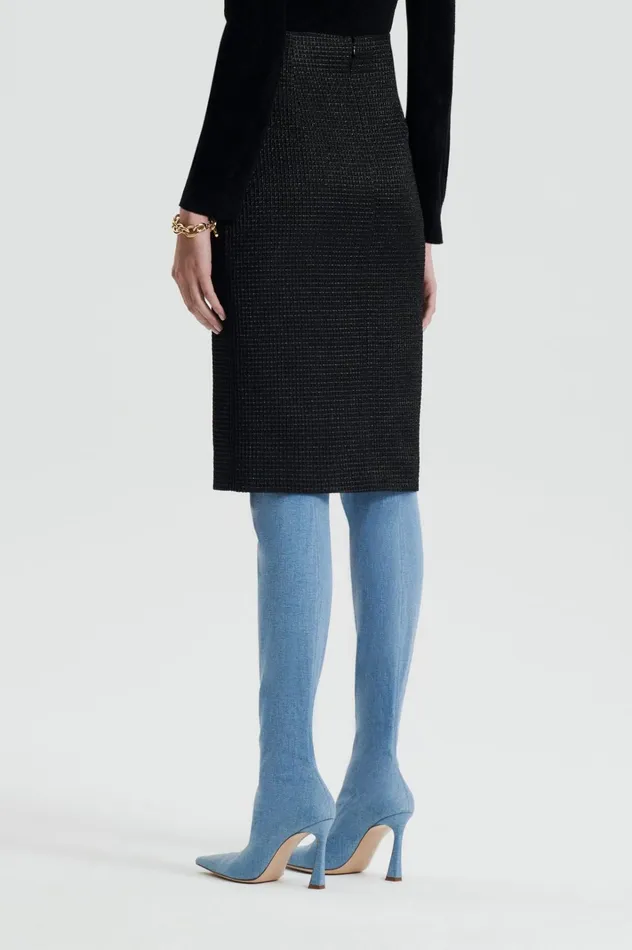 Women Scanlan Theodore Dresses TINSEL GINGHAM SKIRT Black Women Scanlan Theodore Dresses TINSEL GINGHAM SKIRT Black