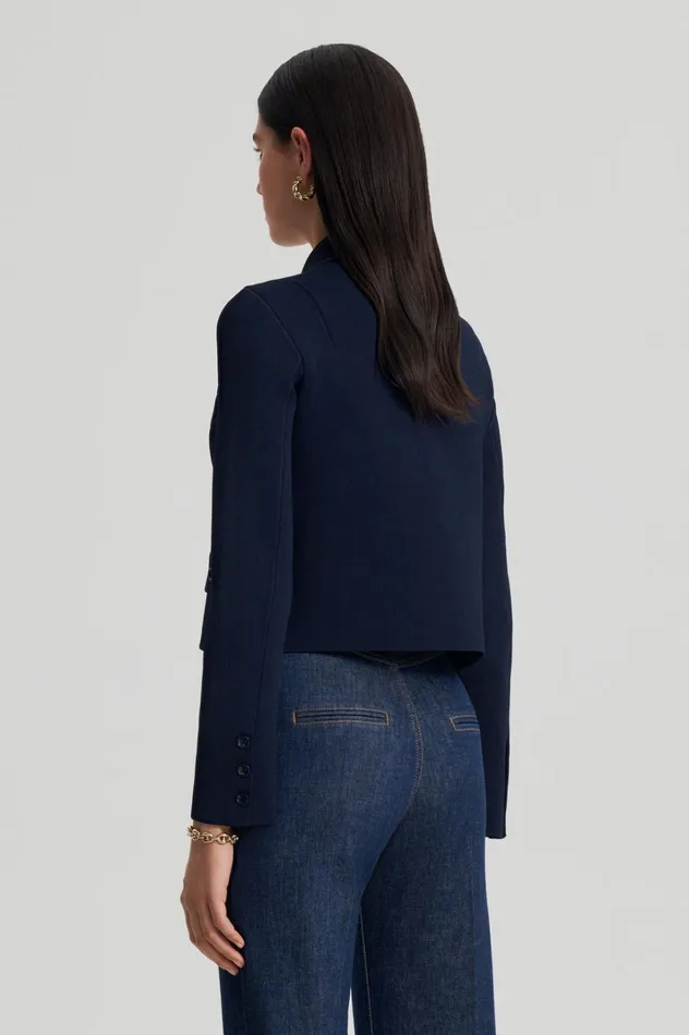 Women Scanlan Theodore Jackets CREPE KNIT BUTTON JACKET Navy