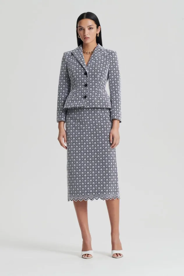 Women Scanlan Theodore Jackets EMBROIDERED FLORAL JACKET Blackwhite