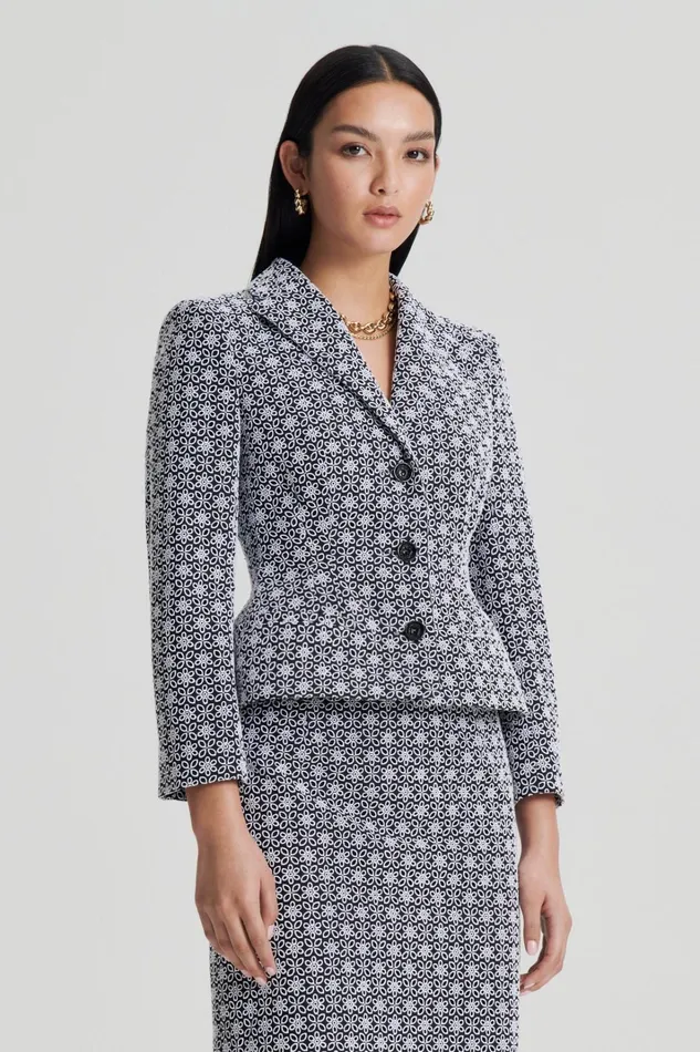 Women Scanlan Theodore Jackets EMBROIDERED FLORAL JACKET Blackwhite Women Scanlan Theodore Jackets EMBROIDERED FLORAL JACKET Blackwhite